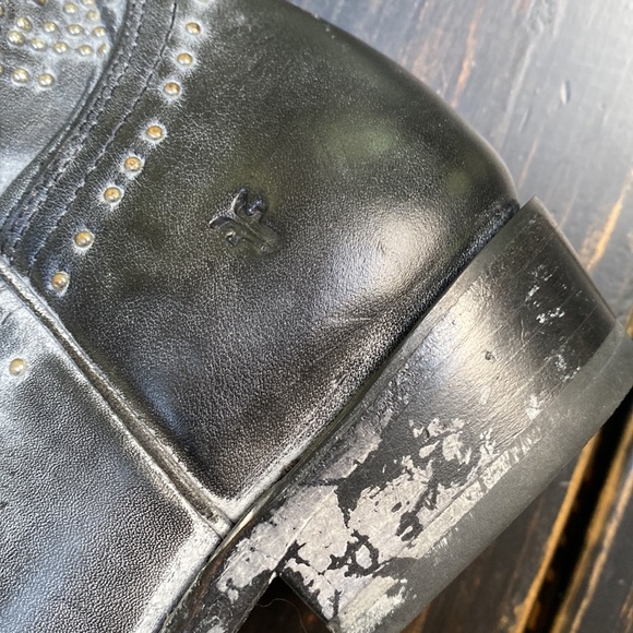 Frye Billy Stud Short Black Leather Boots Size 9 - Picture 7 of 17